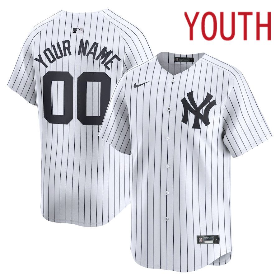 Youth New York Yankees Nike White Home Limited Custom MLB Jersey